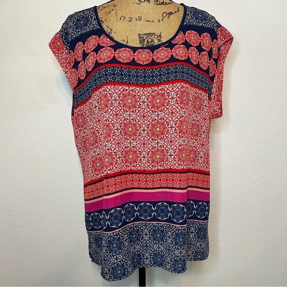 DR2 Red, white and blue cap sleeve top